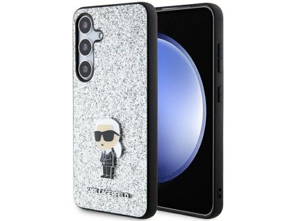 Karl Lagerfeld - Hardcase Glitter Fixed (KLHCS24MGCNPSG) - Samsung Galaxy S24 Plus - Silver Ikonik Logo