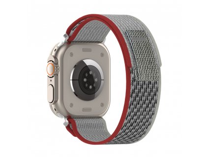 Techsuit remienok (W039) - Apple Watch 1/2/3/4/5/6/7/8/SE/SE 2/Ultra (42/44/45/49mm) - Červená / Sivá