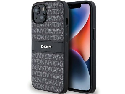 DKNY - Leather Mono Stripe & Metal Logo (DKHCP14SPRTHSLK) - iPhone 15 / iPhone 14 / iPhone 13 - Black