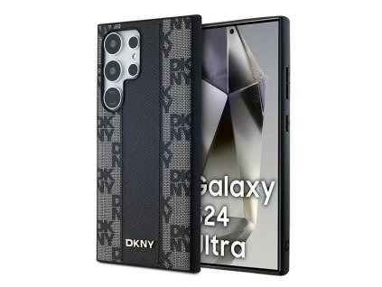 DKNY - Leather Checkered Mono Pattern MagSafe (DKHMS24LPCPVSLK) - Samsung Galaxy S24 Ultra - Black