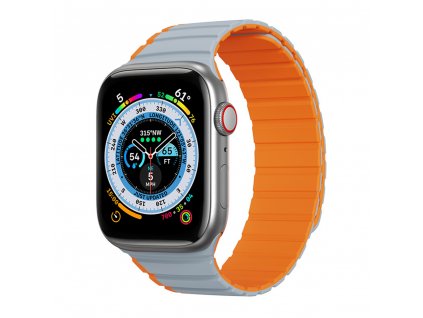 LD Series remienok pre - Apple Watch 1/2/3/4/5/6/7/8/SE/SE 2 (38/40/41mm) - Grey / oranžová