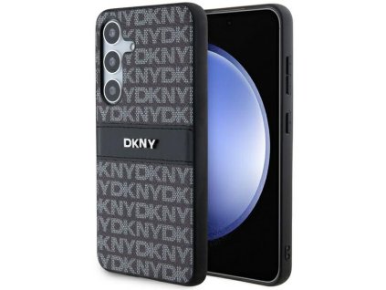 DKNY - Leather Mono Stripe & Metal Logo (DKHCS24SPRTHSLK) - Samsung Galaxy S24 - Black