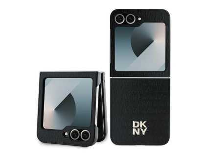 DKNY - Leather Repeat Pattern Stack Logo (DKHCZF6PSHRPSK) - Samsung Galaxy Z Flip6 - Black