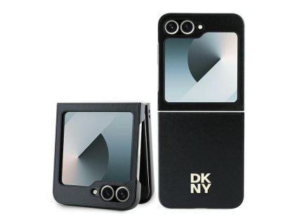 DKNY - Leather Metal Stack Logo (DKHCZF6PSMCSLK) - Samsung Galaxy Z Flip6 - Black