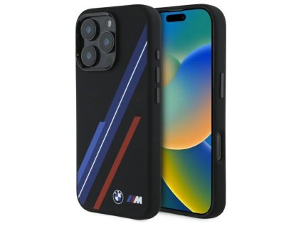 BMW - Hardcase Silicone Random Lines MagSafe (BMHMP16L23SSPK) - iPhone 16 Pro - Black