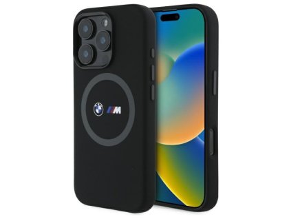 BMW - Hardcase M Silicone Printed Ring MagSafe (BMHMP16L23SROK) - iPhone 16 Pro - Black