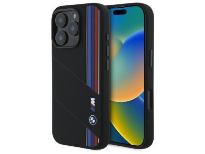 BMW - Hardcase Silicone Cut Tricolor Lines MagSafe (BMHMP16L23SCUK) - iPhone 16 Pro - Black