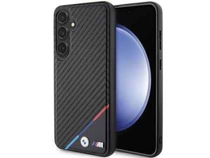 BMW - Leather Carbon Tricolor Line MagSafe (BMHMS24S23PUDTK) - Samsung Galaxy S24 - Black