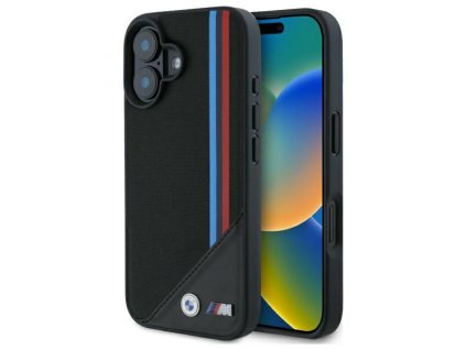 BMW - Leather M Meshed Tricolor Stripes MagSafe (BMHMP16S23PUTRK) - iPhone 16 - Black