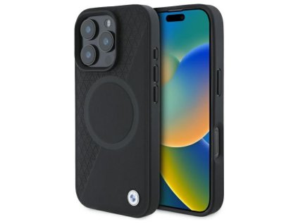 BMW - Signature Leather Half Textured And Circle MagSafe (BMHMP16X23RTPK) - iPhone 16 Pro Max - Black