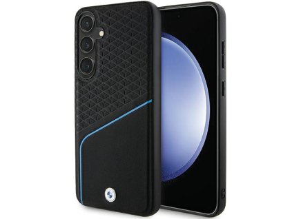 BMW - Signature Leather Textured & Line MagSafe (BMHMS24M23RDCLK) - Samsung Galaxy S24 Plus - Black