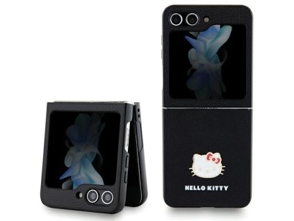 Hello Kitty Hardcase IML Metal Logo Kitty Head puzdro pre Samsung Galaxy Z Flip5 – čierne