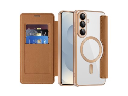 Techsuit – SmartMag Book Case knižkové ochranné puzdro pre Samsung Galaxy S26 Plus – hnedé