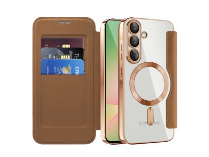Techsuit – SmartMag Book Case knižkové ochranné puzdro pre Samsung Galaxy A57 5G – hnedé