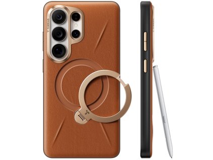 Torras – QPRO Leather Series kožené ochranné puzdro pre Samsung Galaxy S26 Ultra – hnedé