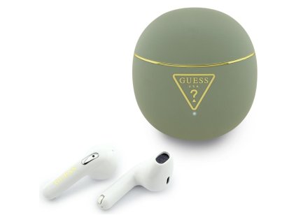 Guess - Wireless Earbuds Script Print bezdrôtové TWS in-ear slúchadlá Bluetooth - khaki