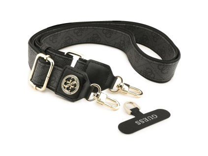 Guess - Strap Tether Patch 4G Strass Metal Logo (GUUCNP4DGMK) - Universal, Adjustable, Polyurethane Leather, 1.5m - Black