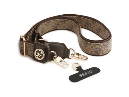 Guess - Strap Tether Patch 4G Strass Metal Logo (GUUCNP4DGMW) - Universal, Adjustable, Polyurethane Leather, 1.5m - Brown