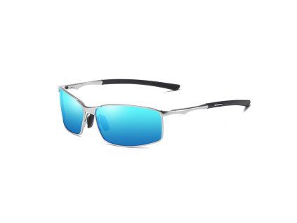 Techsuit - Sunglasses Polarized (559) - for Men, with UV Protection and Metal Frame, Rectangular - Silver / Blue Mirror