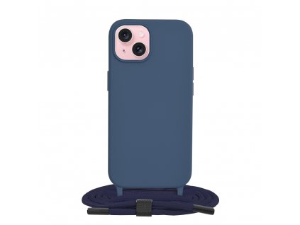 Techsuit obal zo šnúrkou neck strap - iPhone 15 - Modrá