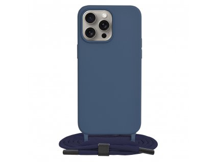 Techsuit obal zo šnúrkou neck strap - iPhone 15 pro Max - Modrá