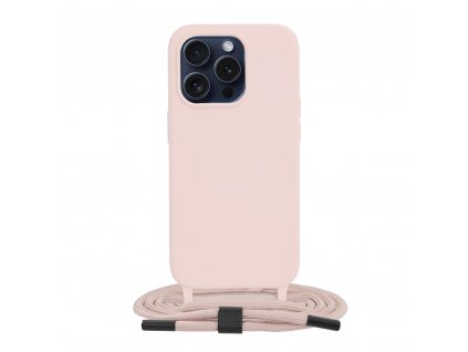 Techsuit obal zo šnúrkou neck strap - iPhone 15 pro - Pink