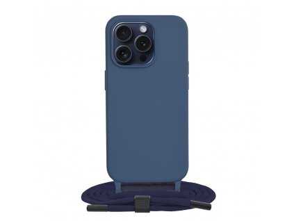 Techsuit obal zo šnúrkou neck strap - iPhone 15 pro - Modrá