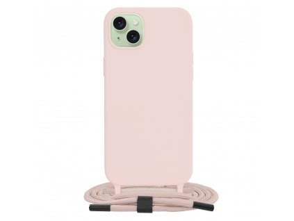 Techsuit obal zo šnúrkou neck strap - iPhone 15 Plus - Pink