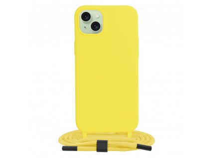 Techsuit obal zo šnúrkou neck strap - iPhone 15 Plus - Žltá