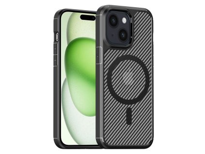 Techsuit CarbonFuse MagSafe obal na - iPhone 15 Plus - Čierna