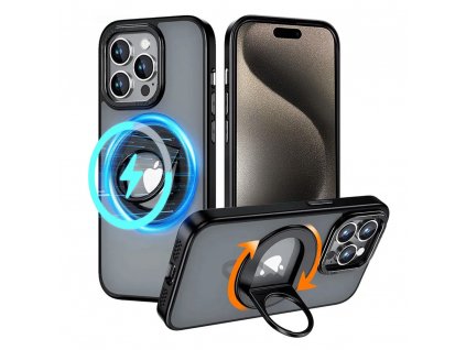 Techsuit MagSafe Ghost Holder ochranný obal na - iPhone 15 pro - Matná čierna