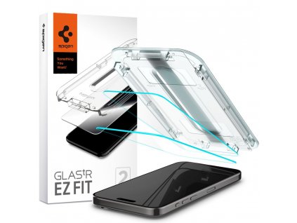 Spigen Glas.tR EZ-FIT (2 balenia) ochranné sklo na - iPhone 15 pro Max - Priehľadné