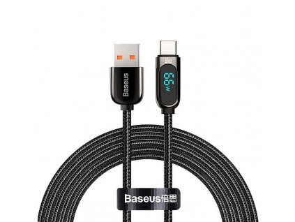 Baseus Kábel s displejom USB na Type-C, 66W, 2 m (čierny)