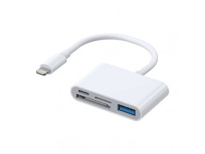 Joyroom Adaptér Lightning na USB OTG Čítačka kariet SD S-H142, microSD (biela)