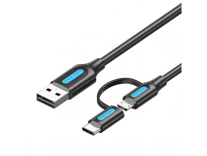 Vention kábel 2in1 USB 2.0 to USB-C/Micro USB CQDBF 1m (čierna)