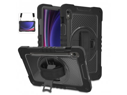 Techsuit StripeShell 360 ochranný obal - Samsung Galaxy Tab S9 Plus / S9 FE Plus - Čierna