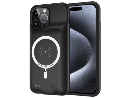 Techsuit Power Pro MagSafe puzdro s power bank - iPhone 15 Pro - 7000mAh - čierna