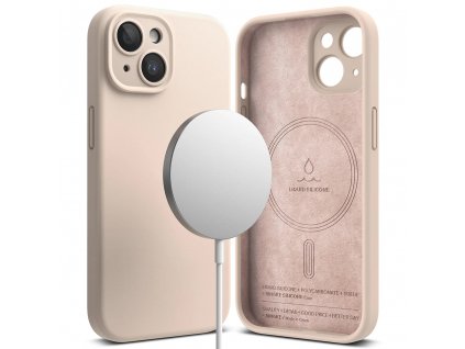 Ringke Silicone Magnetic kryt na - iPhone 15 - ružová Sand