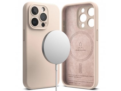 Silicone Magnetic kryt na - iPhone 15 Pro - ružová Sand