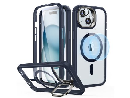 Armor Tough Kickstand HaloLock + Screen Protector - iPhone 15 Plus - Clear Dark Blue