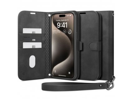 Wallet S Pro otvárací obal - iPhone 15 Pro - čierna