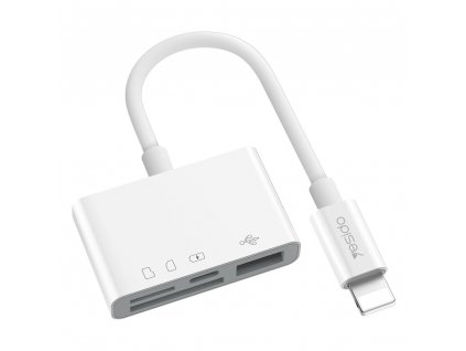 Yesido Čítačka a adaptér kariet (GS12) - Lightning na USB, Lightning, SD, MicroSD - biela