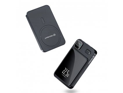 Wireless MagSafe Power Bank (PB-WM1) - 2x Type-C, USB, ON/OFF Button with Digital Display, 22.5W, 10000mAh - Black
