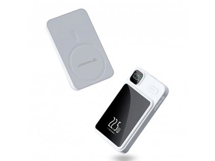 Wireless MagSafe Power Bank (PB-WM1) - 2x Type-C, USB, ON/OFF Button with Digital Display, 22.5W, 10000mAh - White
