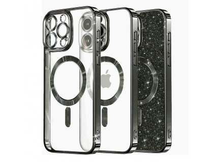 Techsuit Luxury Glitter MagSafe obal na - iPhone 12 Pro - Čierny