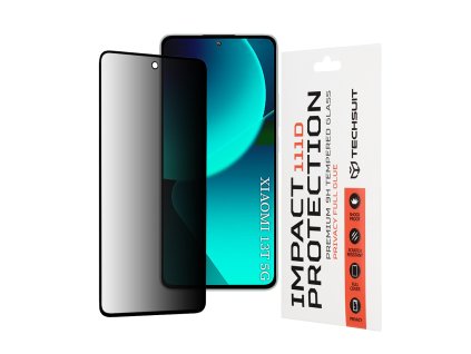 Techsuit 111D Privacy Celoplošné ochranné sklo s plným lepidlom pre Xiaomi 13T / 13T Pro - Čierne