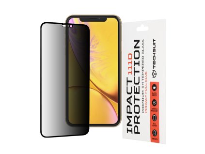 Techsuit 111D Privacy Celoplošné ochranné sklo s plným lepidlom pre iPhone XR / 11 - Čierne