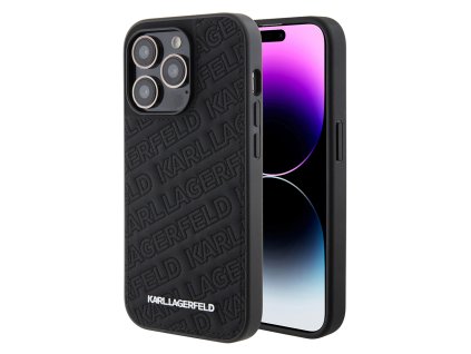 Karl Lagerfeld Diagonal Quilted K Pattern kryt na iPhone 15 Pro (KLHCP15LPQKPMK) - čierny