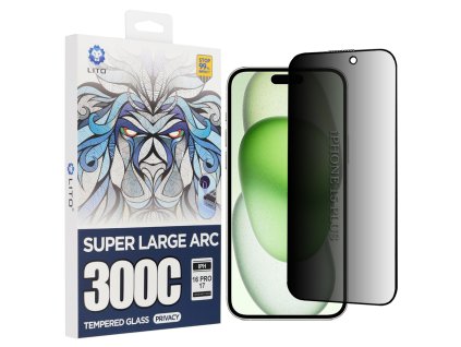 Lito D+ Max Privacy 300C tvrdené sklo pre iPhone 15 Plus – čierne (s ochranou súkromia)