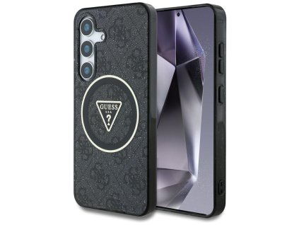 Guess IML Metal Glitter 4G Circle Triangle MagSafe (GUHMS25MHG4PRTGK) kryt pre Samsung Galaxy S25 Plus – Čierny